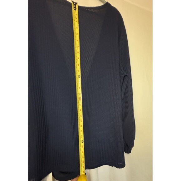 NWT Bloomchic Plus Sz 26 4X Blue Crossover Hem Waffle Knit Long Sleeve Top - Picture 10 of 15